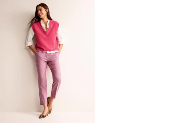 Woman wearing recycled wool pants by Boden