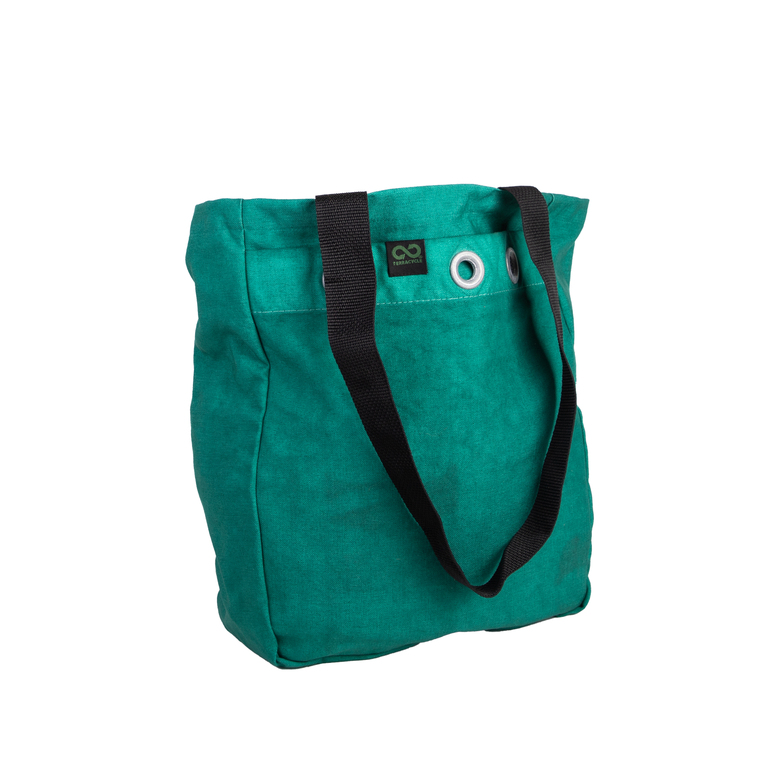 Upcycled Tote made from retired USPS mailbags.